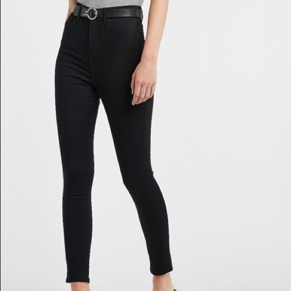 Pitch Black Super High Waisted Super Soft Skinny Jeans - Express
